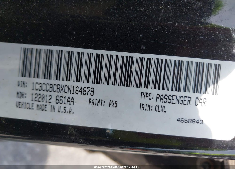 2012 CHRYSLER 200 VIN: 1C3CCBCBXCN164879