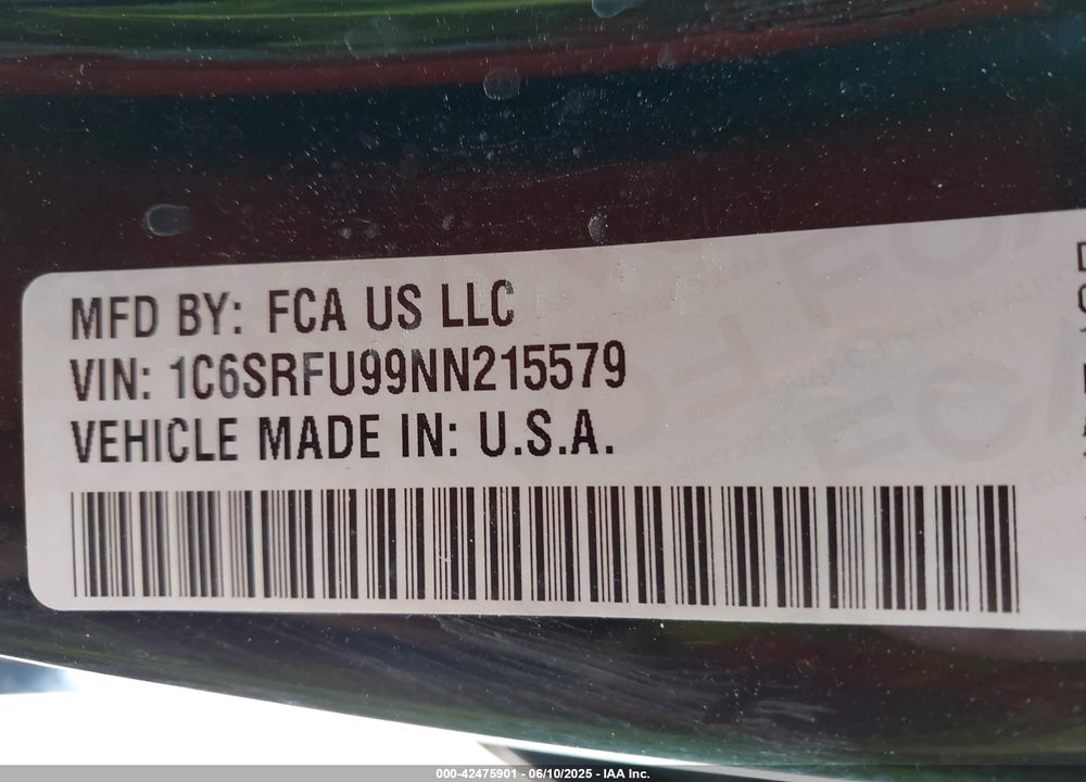2022 RAM 1500 VIN: 1C6SRFU99NN215579