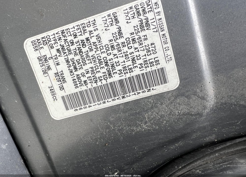 2018 NISSAN ROGUE VIN: JN8AT2MV8JW314866