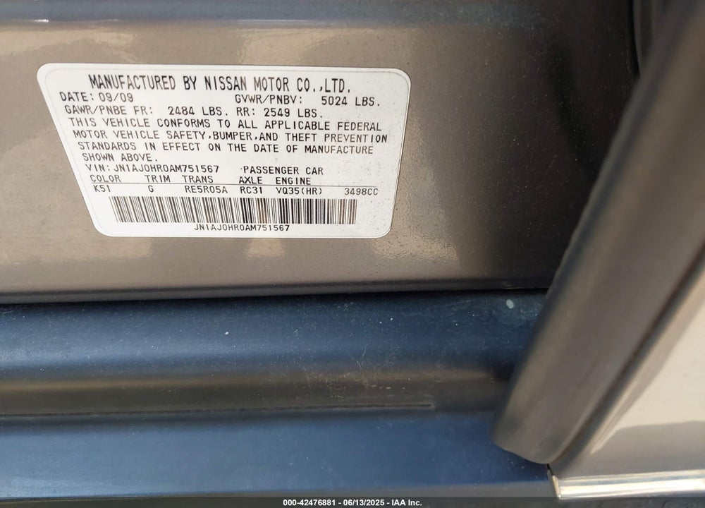 2010 INFINITI EX35 JOURNEY VIN: JN1AJ0HR0AM751567