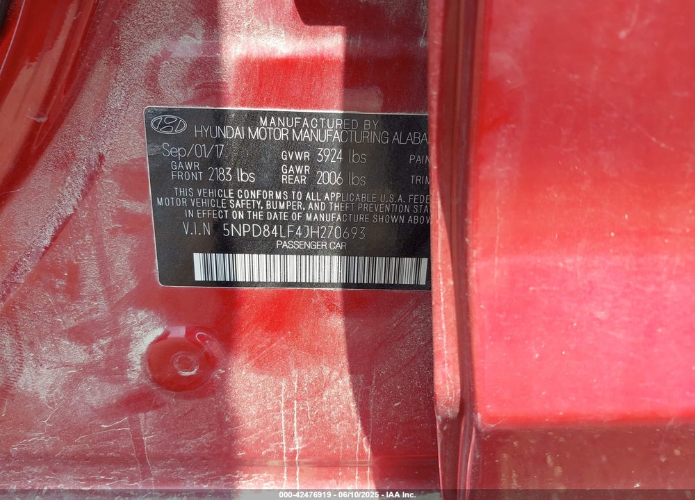 2018 HYUNDAI ELANTRA VIN: 5NPD84LF4JH270693
