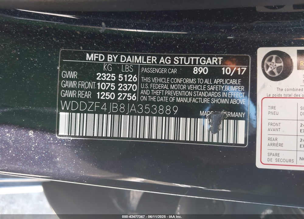 2018 MERCEDES-BENZ E 300 VIN: WDDZF4JB8JA353889