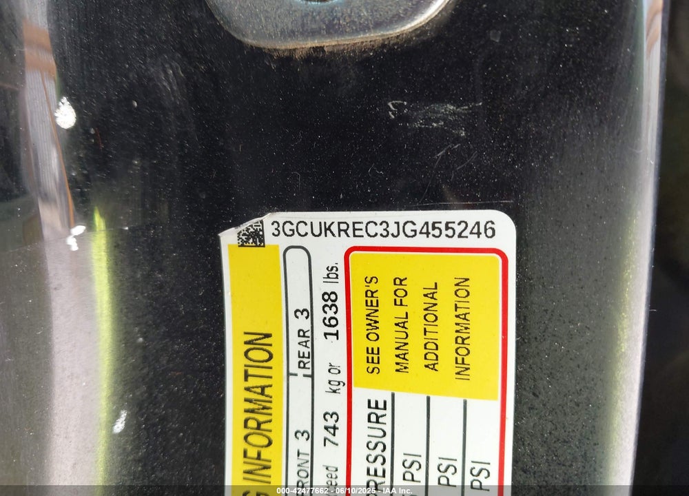 2018 CHEVROLET SILVERADO 1500 VIN: 3GCUKREC3JG455246