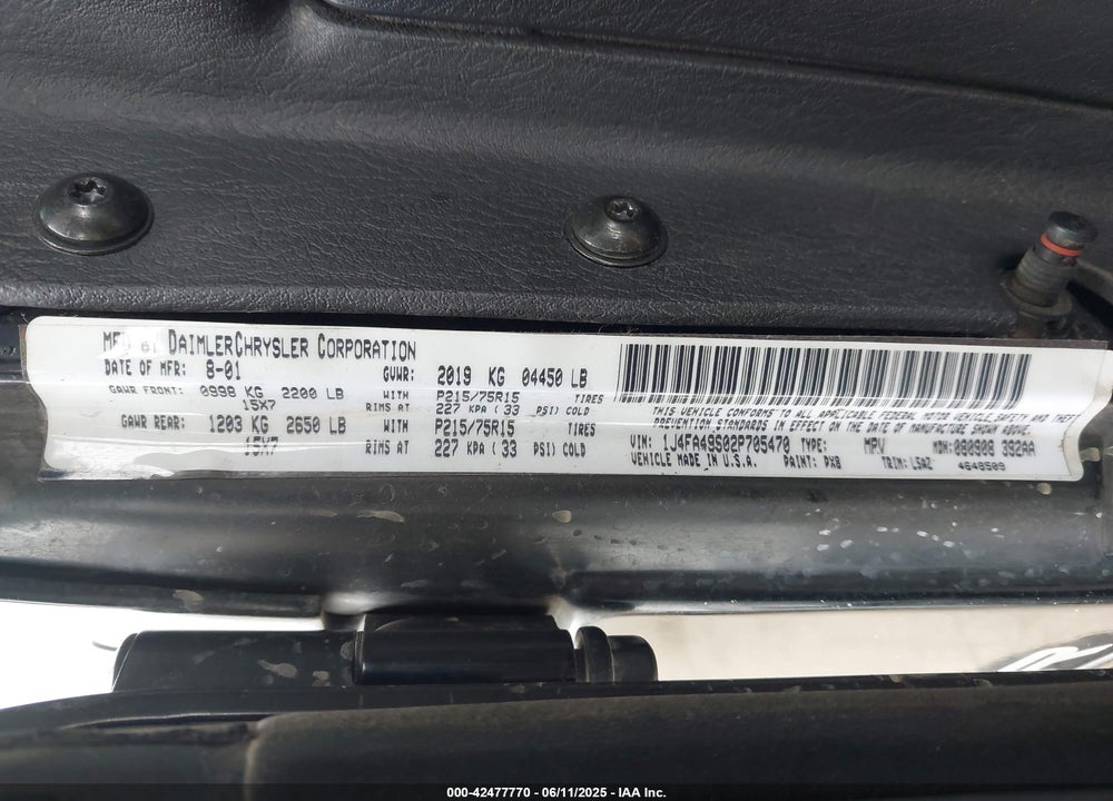 2002 JEEP WRANGLER / VIN: 1J4FA49S02P705470