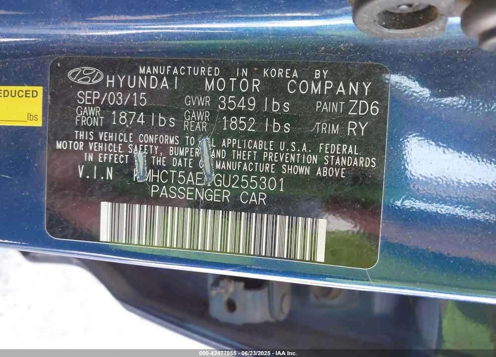 2016 HYUNDAI ACCENT SE VIN: KMHCT5AE1GU255301
