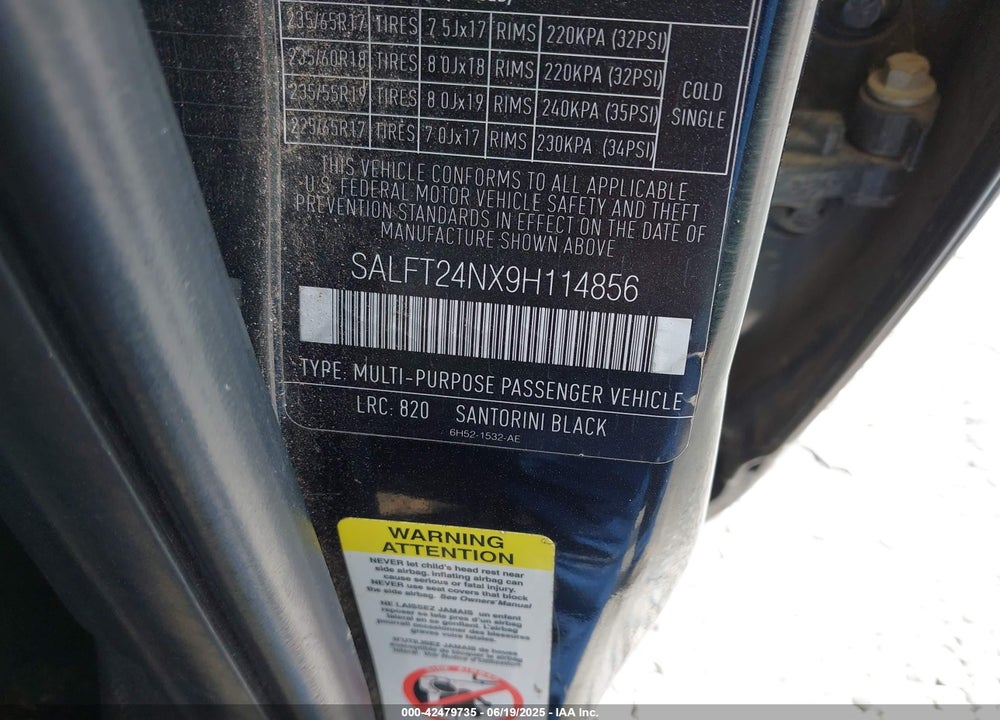 2009 LAND ROVER LR2 VIN: SALFT24NX9H114856
