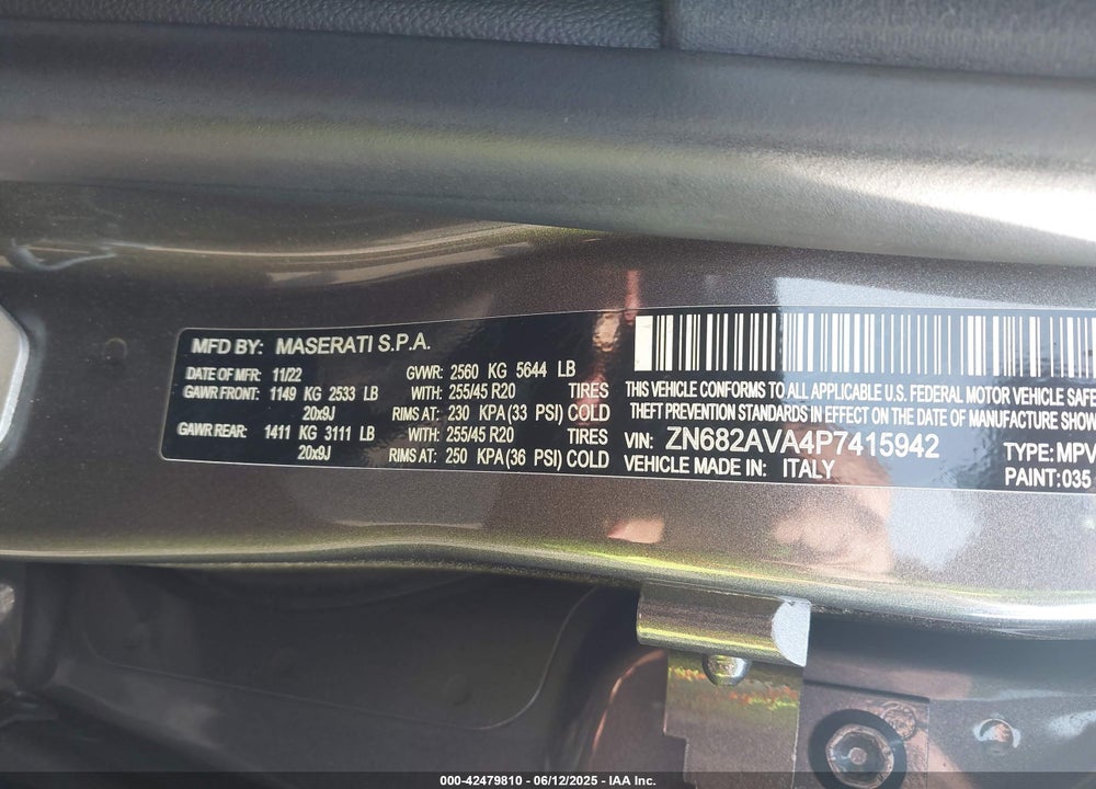 2023 MASERATI GRECALE VIN: ZN682AVA4P7415942