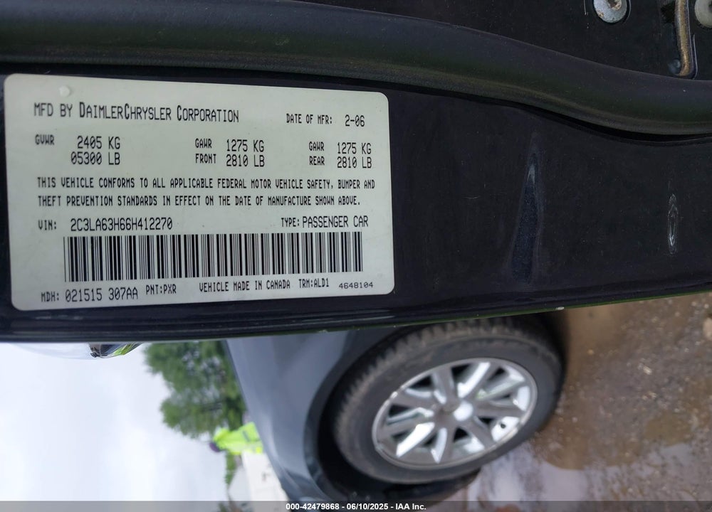 2006 CHRYSLER 300C VIN: 2C3LA63H66H412270
