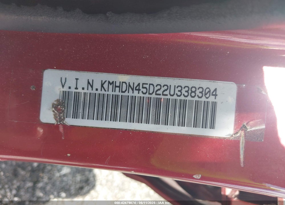 2002 HYUNDAI ELANTRA GLS VIN: KMHDN45D22U338304
