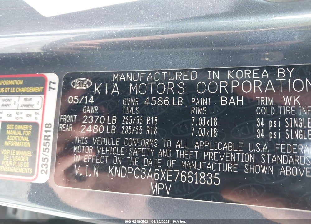 2014 KIA SPORTAGE SX VIN: KNDPC3A6XE7661835
