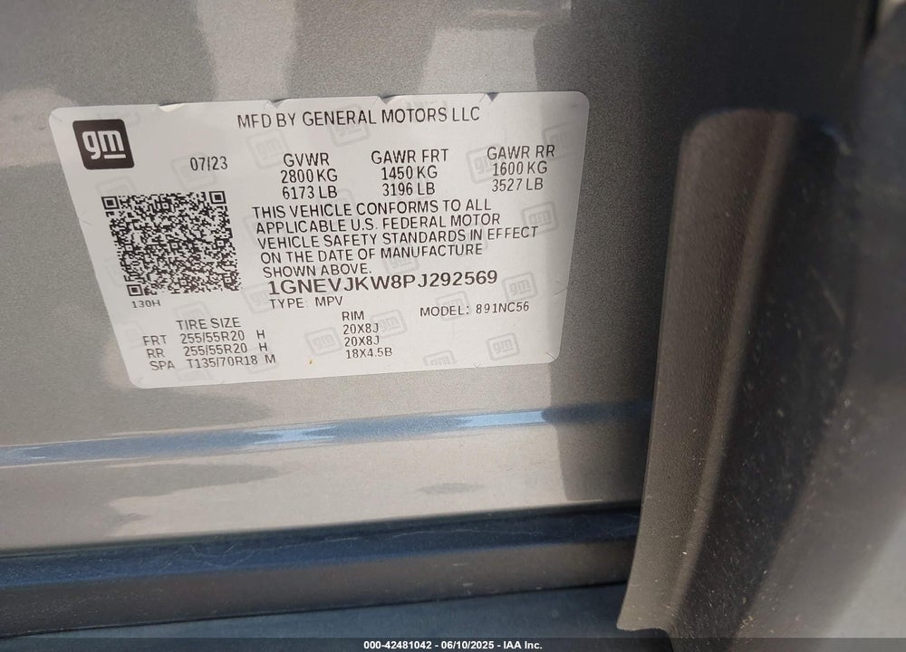 2023 CHEVROLET TRAVERSE VIN: 1GNEVJKW8PJ292569
