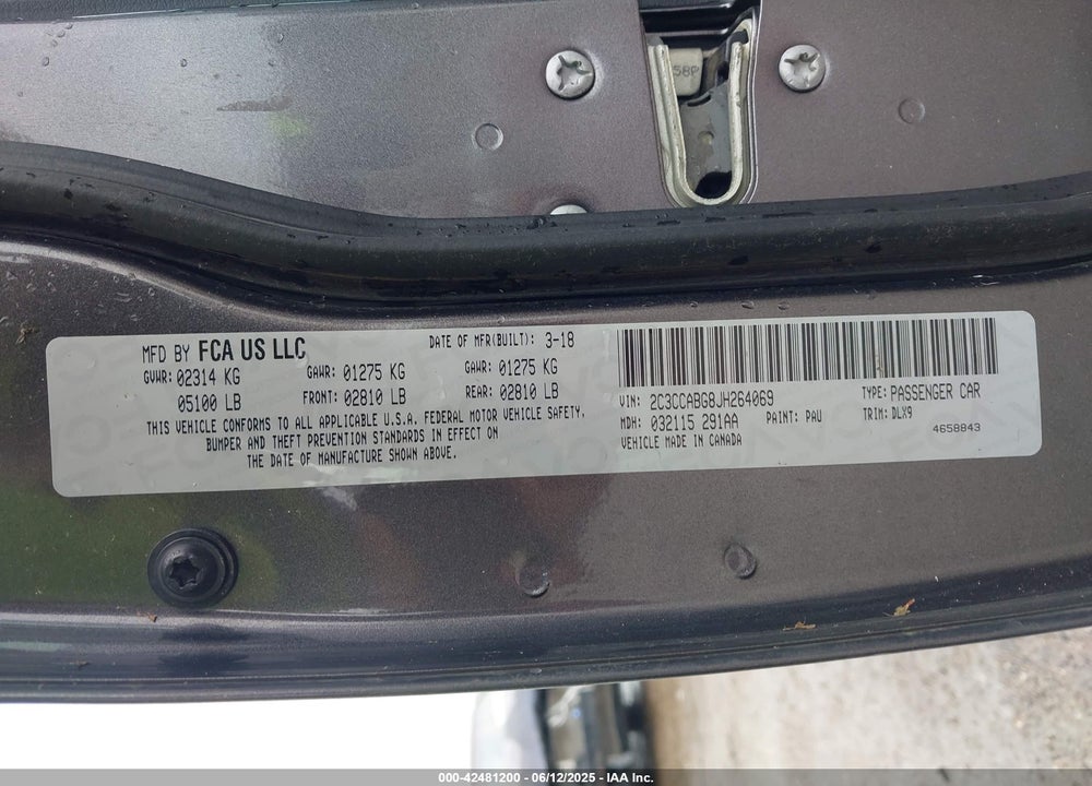 2018 CHRYSLER 300 VIN: 2C3CCABG8JH264069