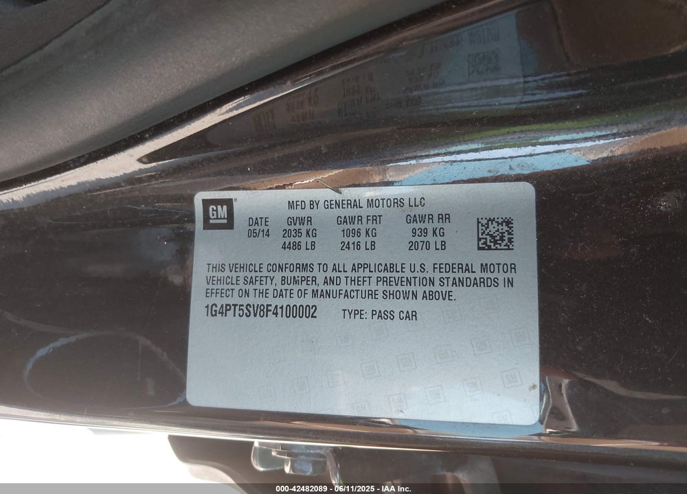 2015 BUICK VERANO PREMIUM TURBO GROUP VIN: 1G4PT5SV8F4100002