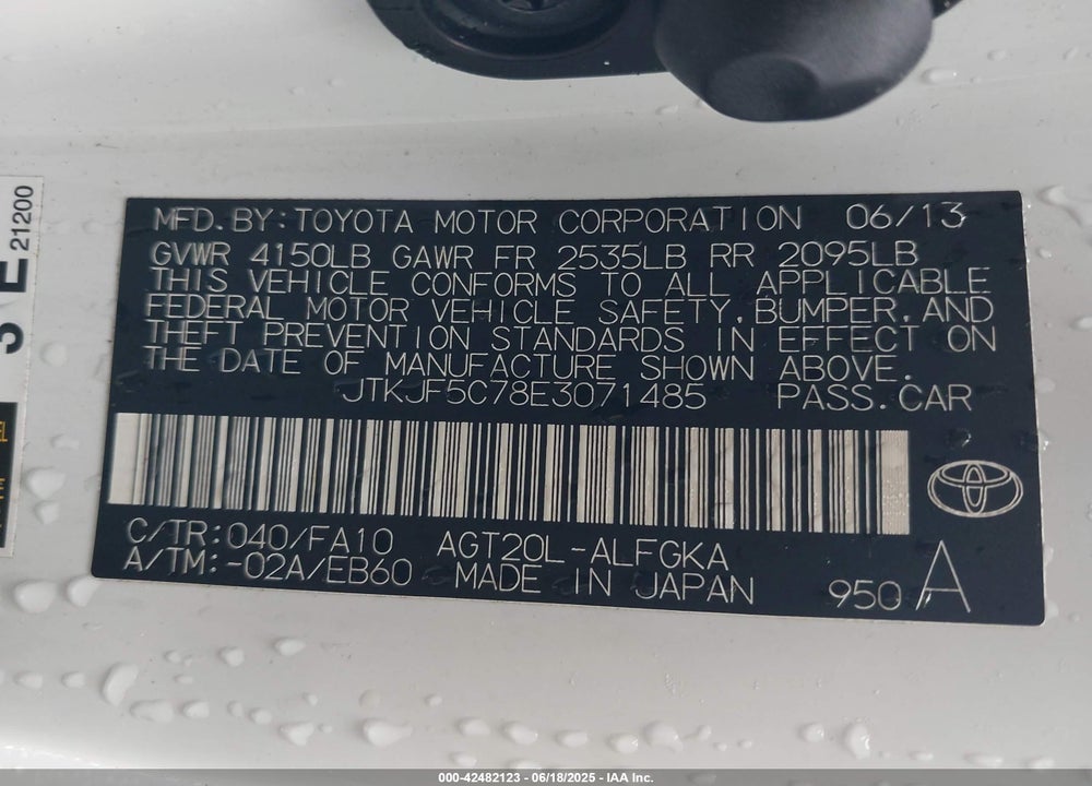 2014 SCION TC VIN: JTKJF5C78E3071485