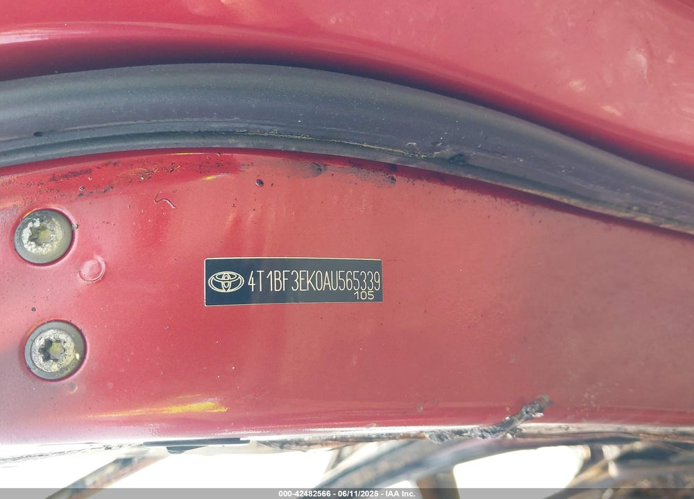 2010 TOYOTA CAMRY SE VIN: 4T1BF3EK0AU565339