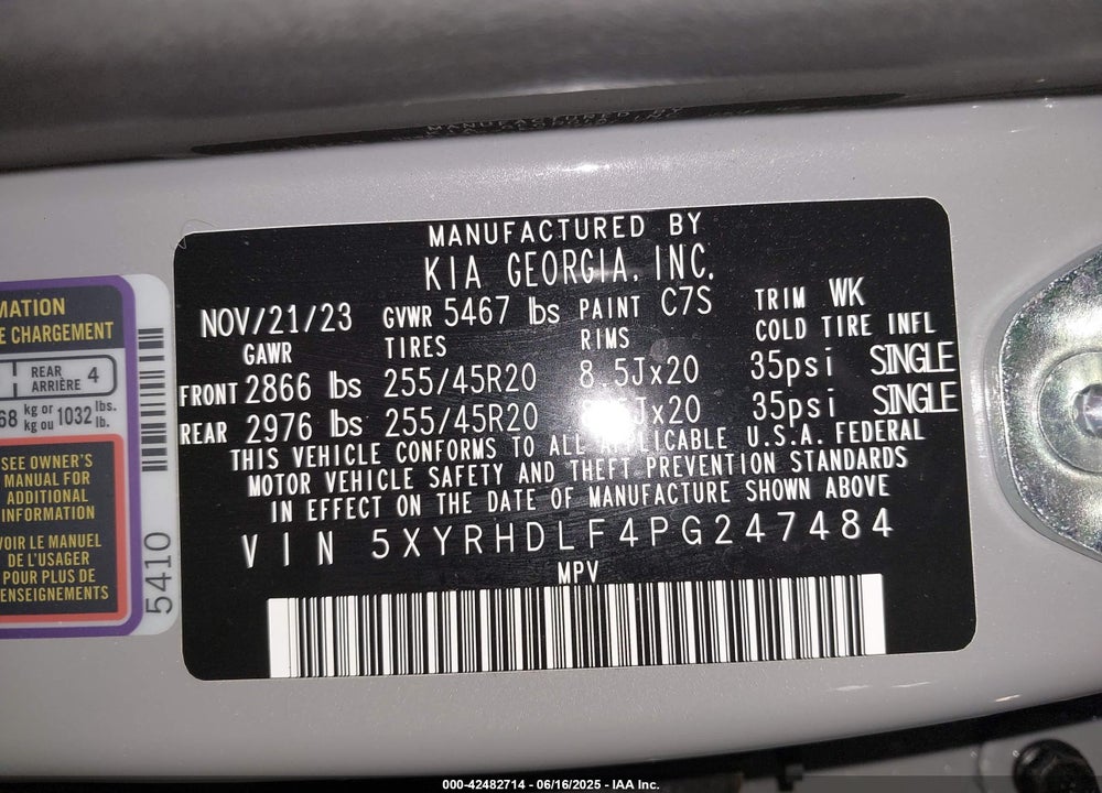 2023 KIA SORENTO X-LINE EX VIN: 5XYRHDLF4PG247484