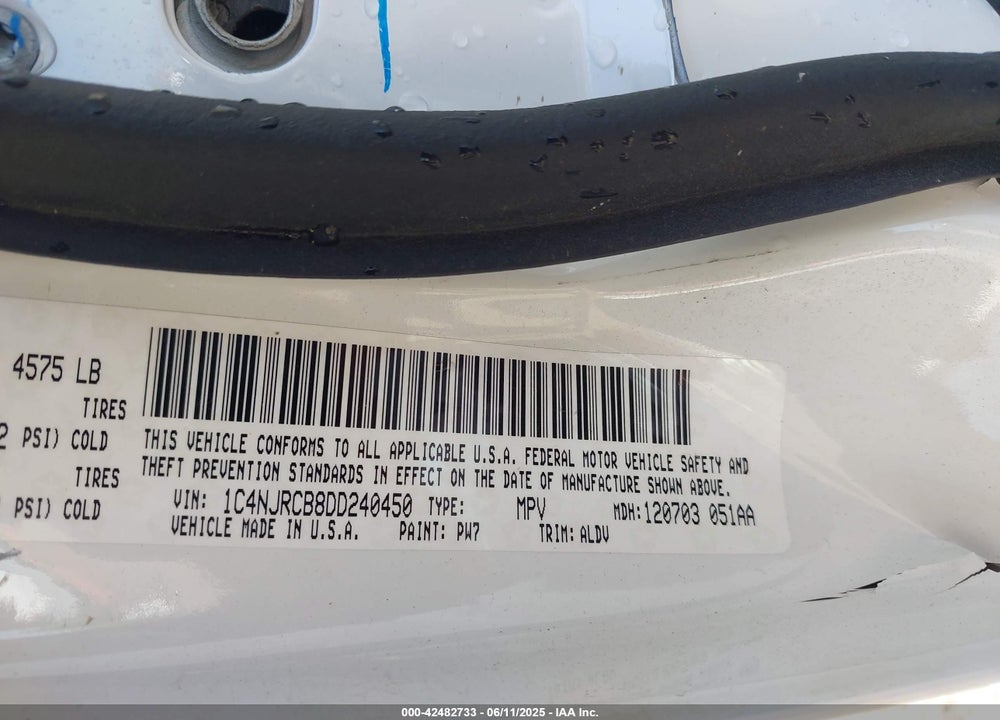 2013 JEEP PATRIOT LIMITED VIN: 1C4NJRCB8DD240450