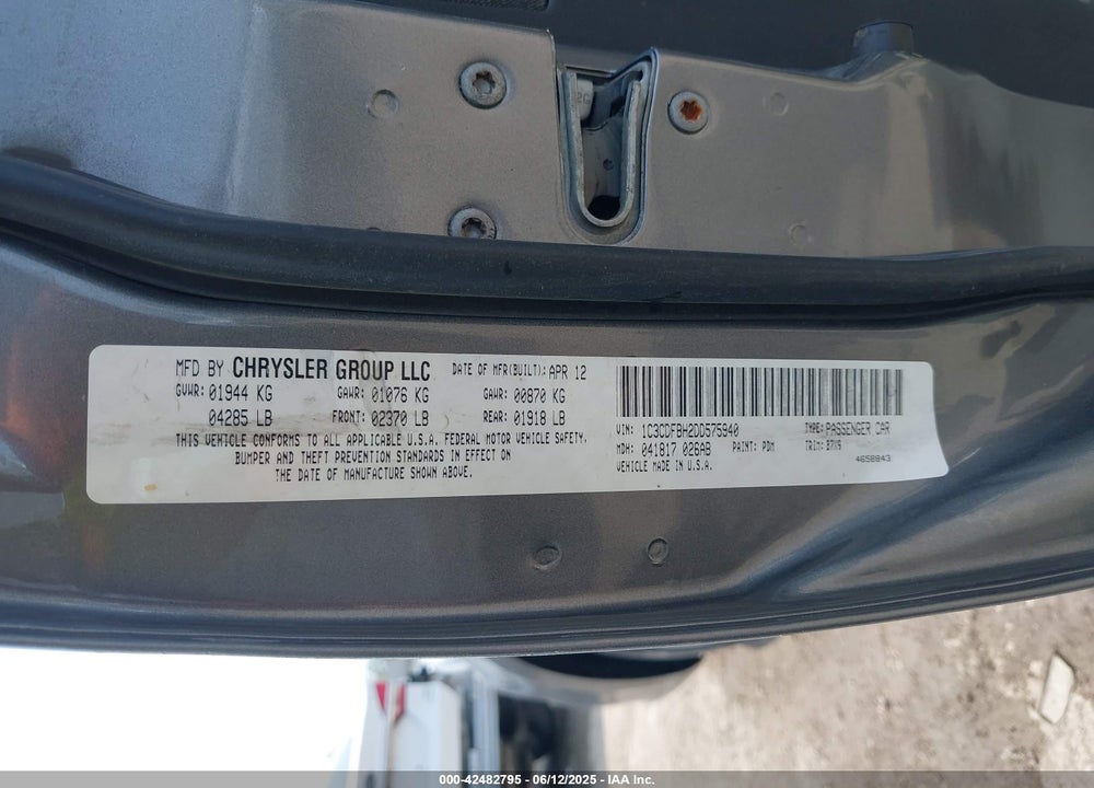 2013 DODGE DART SXT VIN: 1C3CDFBH2DD575940