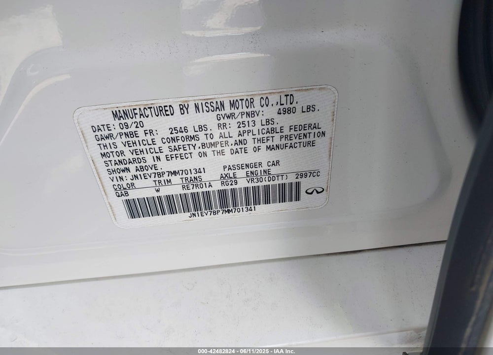 2021 INFINITI Q50 VIN: JN1EV7BP7MM701341