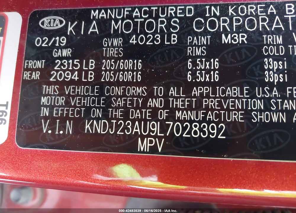 2020 KIA SOUL LX VIN: KNDJ23AU9L7028392