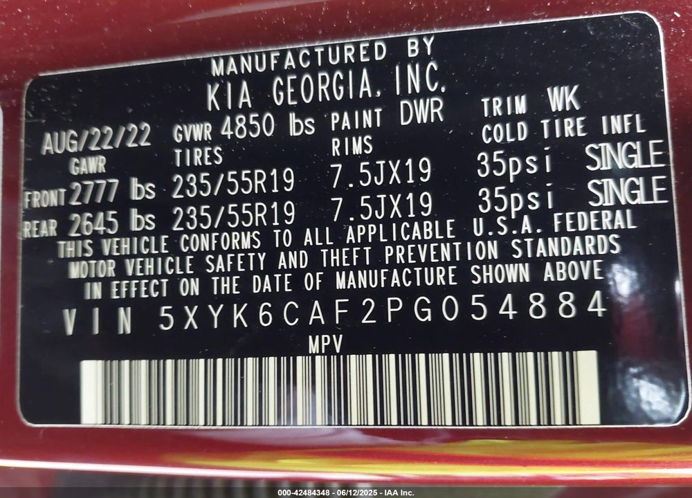 2023 KIA SPORTAGE VIN: 5XYK6CAF2PG054884