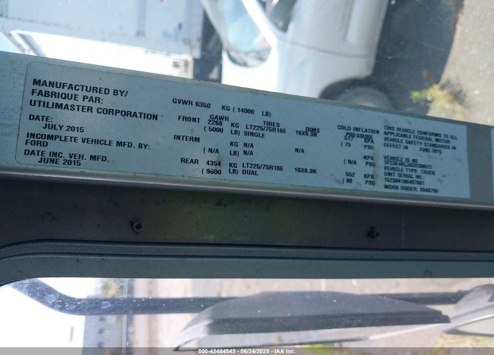 2016 FORD E-450 STRIPPED VIN: 1FC3E4KL3GDC08972