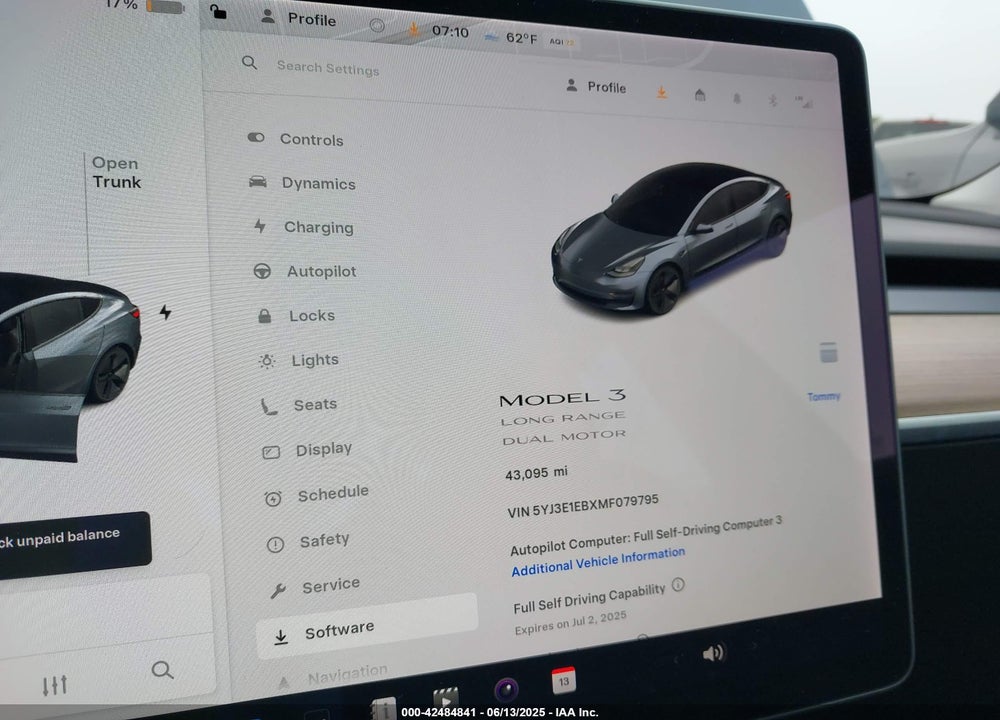 2021 TESLA MODEL 3 VIN: 5YJ3E1EBXMF079795