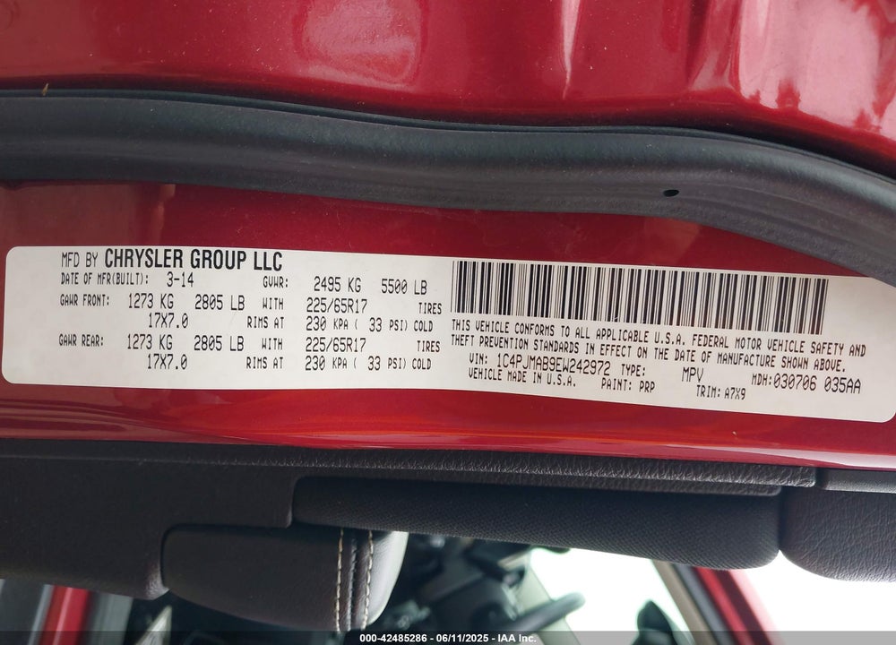 2014 JEEP CHEROKEE VIN: 1C4PJMAB9EW242972