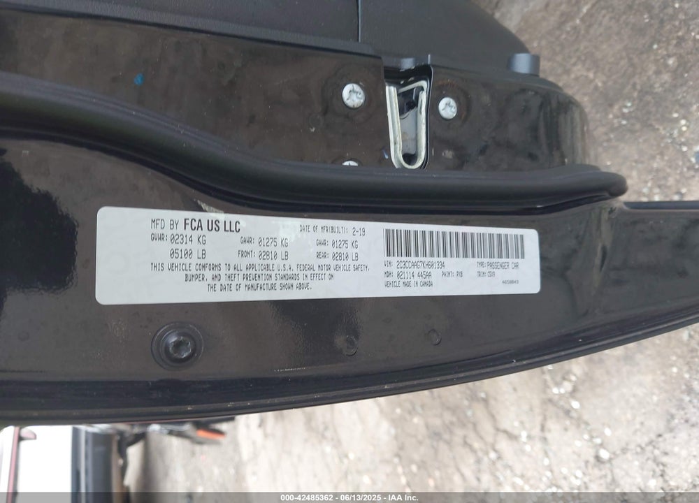 2019 CHRYSLER 300 VIN: 2C3CCAAG7KH601334
