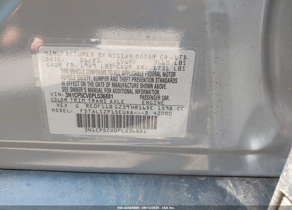 2023 NISSAN KICKS VIN: 3N1CP5CV0PL536881