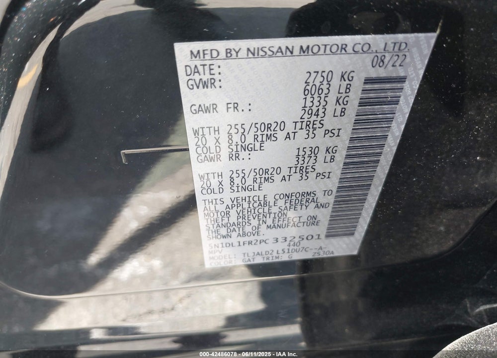 2023 INFINITI QX60 VIN: 5N1DL1FR2PC332501
