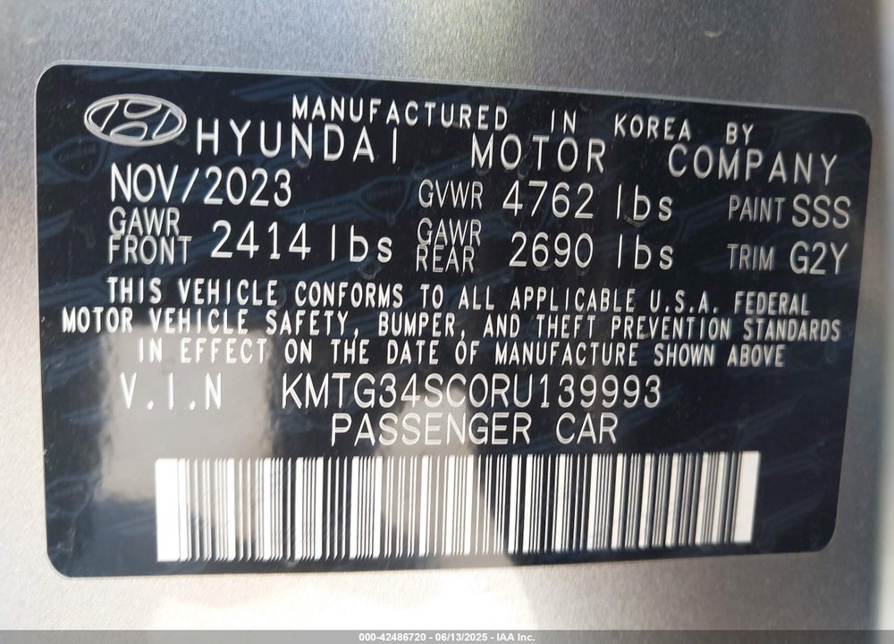 2024 GENESIS G70 VIN: KMTG34SC0RU139993