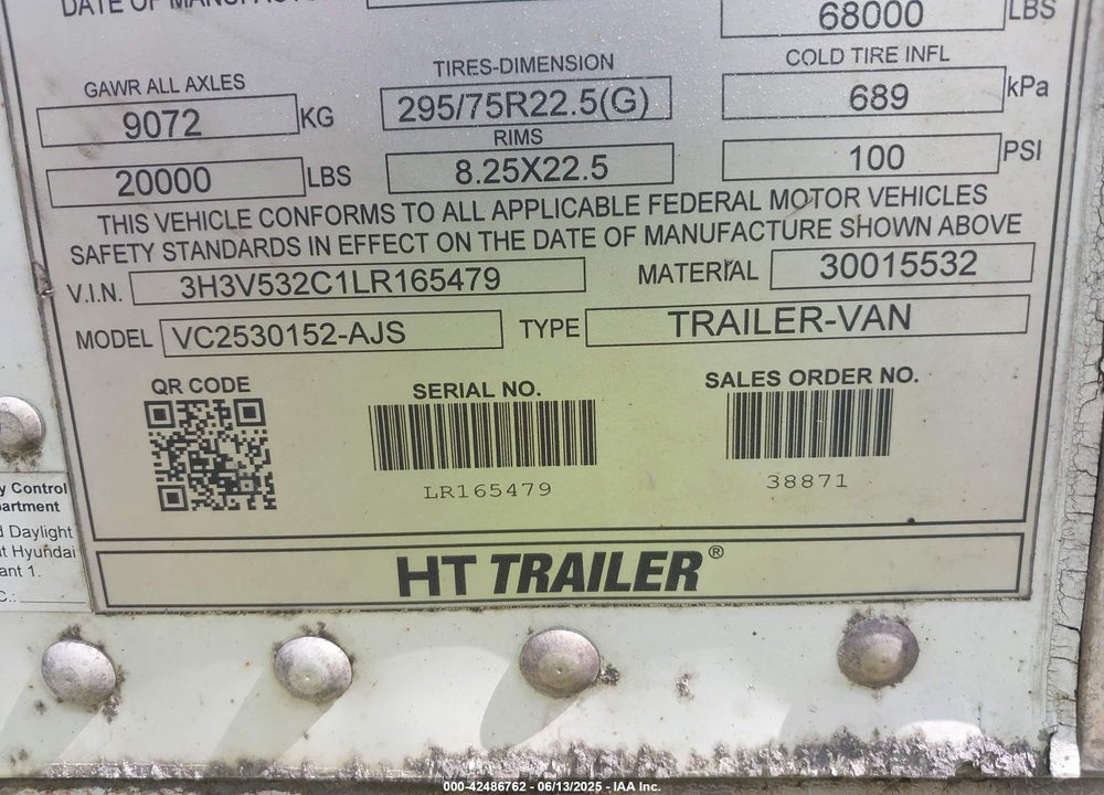 2020 HYUNDAI TRANSLEAD INC --- VIN: 3H3V532C1LR165479