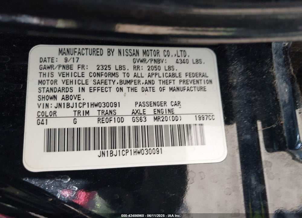 2017 NISSAN ROGUE SPORT VIN: JN1BJ1CP1HW030091