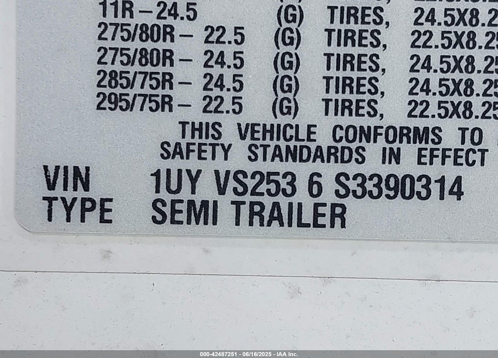 2025 UTILITY TRAILER MFG --- VIN: 1UYVS2536S3390314