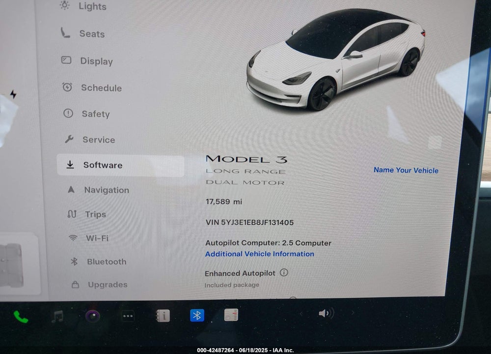 2018 TESLA MODEL 3 LONG RANGE/PERFORMANCE VIN: 5YJ3E1EB8JF131405
