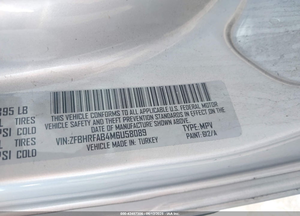 2021 RAM PROMASTER CITY WAGON VIN: ZFBHRFAB4M6U58089