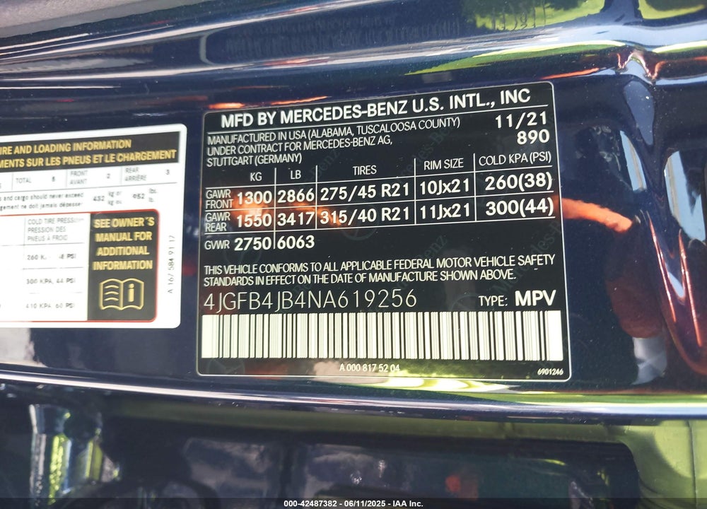 2022 MERCEDES-BENZ GLE CLASS VIN: 4JGFB4JB4NA619256