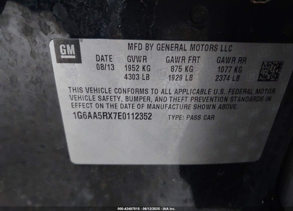 2014 CADILLAC ATS VIN: 1G6AA5RX7E0112352