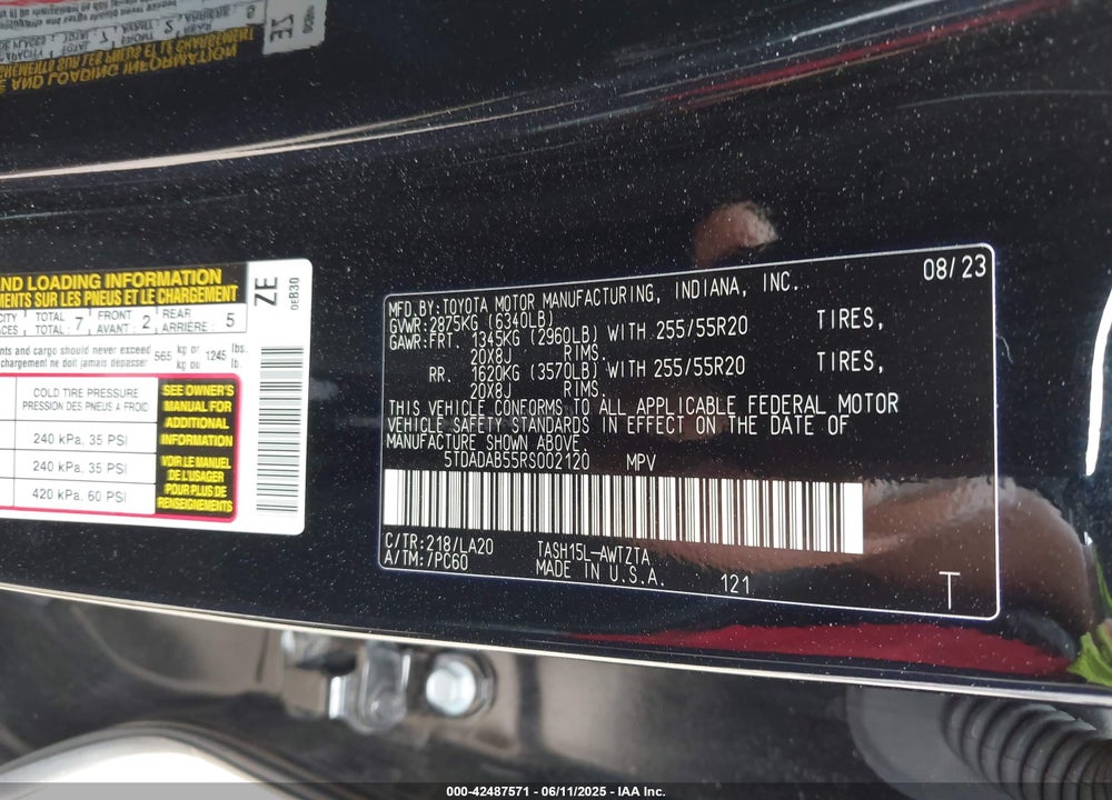 2024 TOYOTA HIGHLANDER VIN: 5TDADAB55RS002120