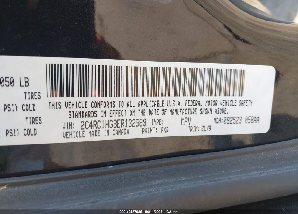 2011 CHRYSLER TOWN & COUNTRY LIMITED VIN: 2A4RR6DG3BR649351