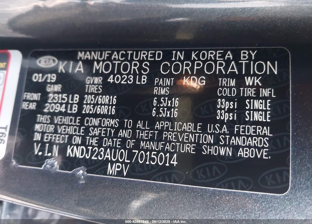 2020 KIA SOUL VIN: KNDJ23AU0L7015014