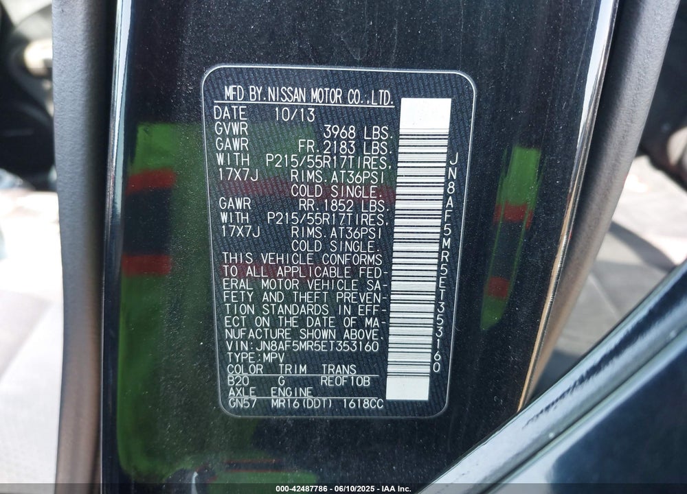 2014 NISSAN JUKE VIN: JN8AF5MR5ET353160