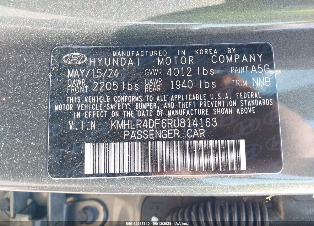 2024 HYUNDAI ELANTRA VIN: KMHLR4DF6RU814163