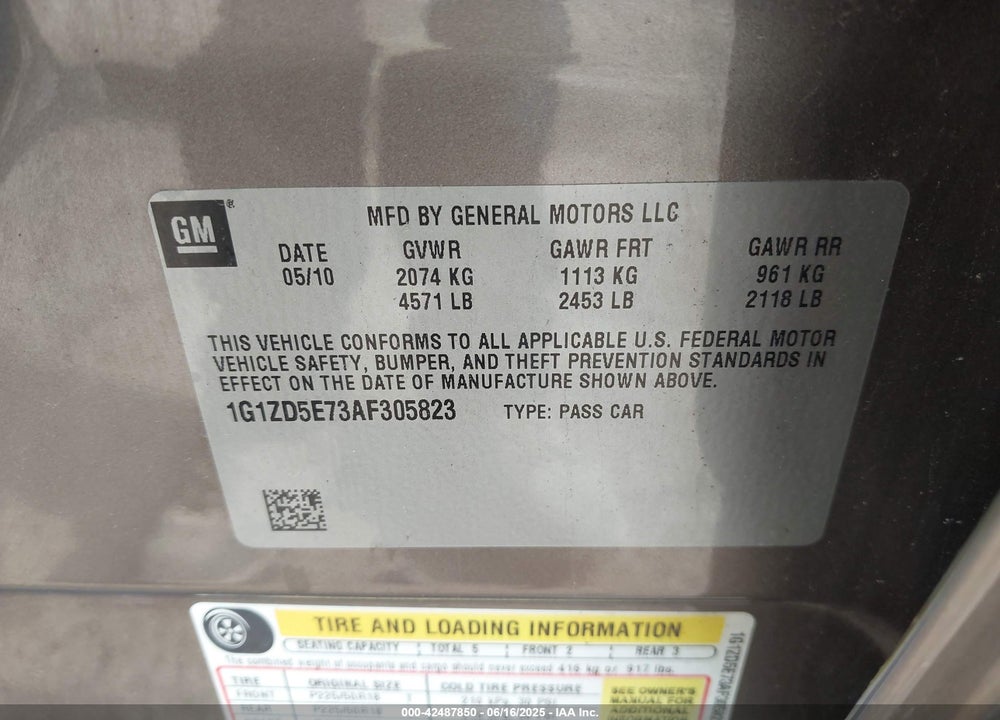2010 CHEVROLET MALIBU LT VIN: 1G1ZD5E73AF305823