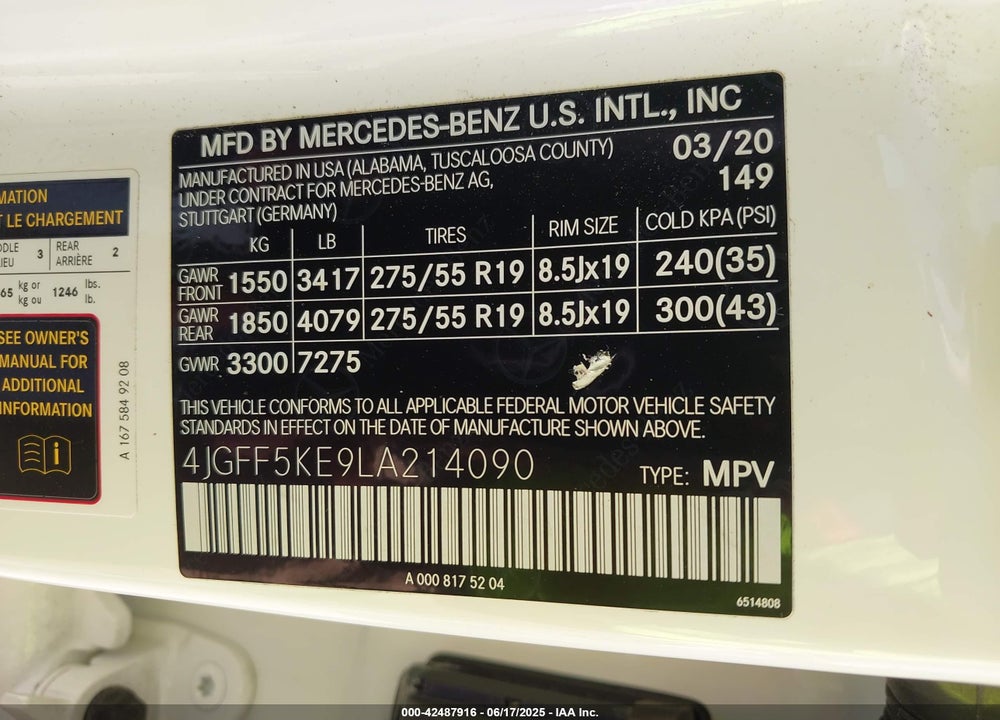 2020 MERCEDES-BENZ GLS 450 4MATIC VIN: 4JGFF5KE9LA214090