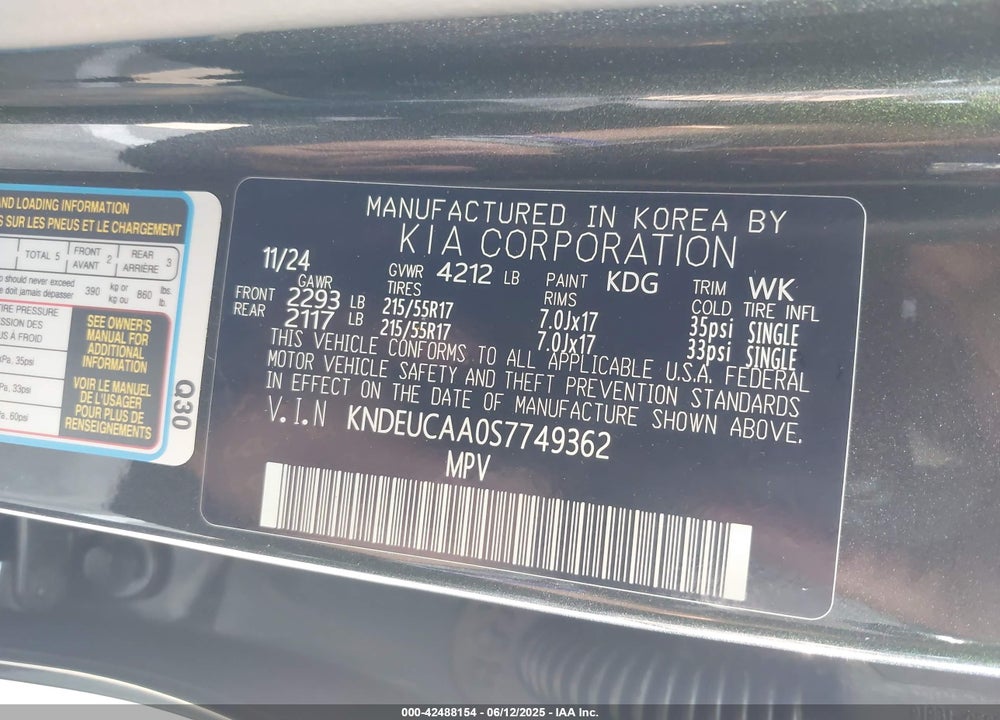 2025 KIA SELTOS S VIN: KNDEUCAA0S7749362