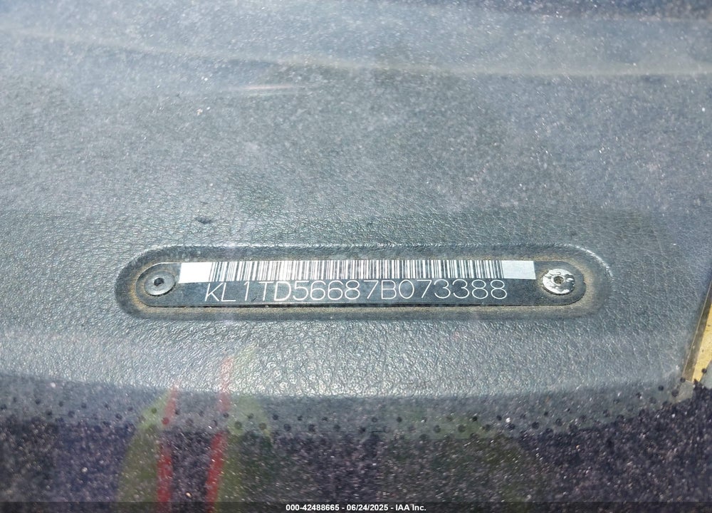2007 CHEVROLET AVEO VIN: KL1TD56687B073388