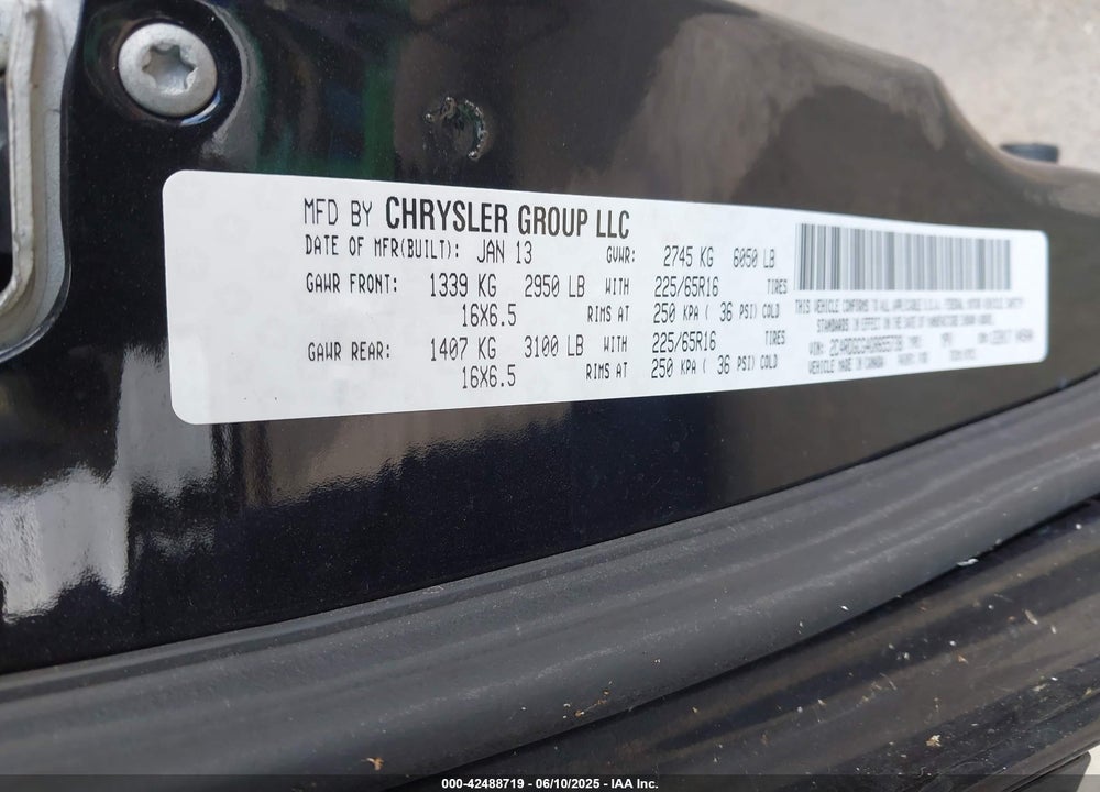 2013 DODGE GRAND CARAVAN VIN: 2C4RDGCG4DR655738