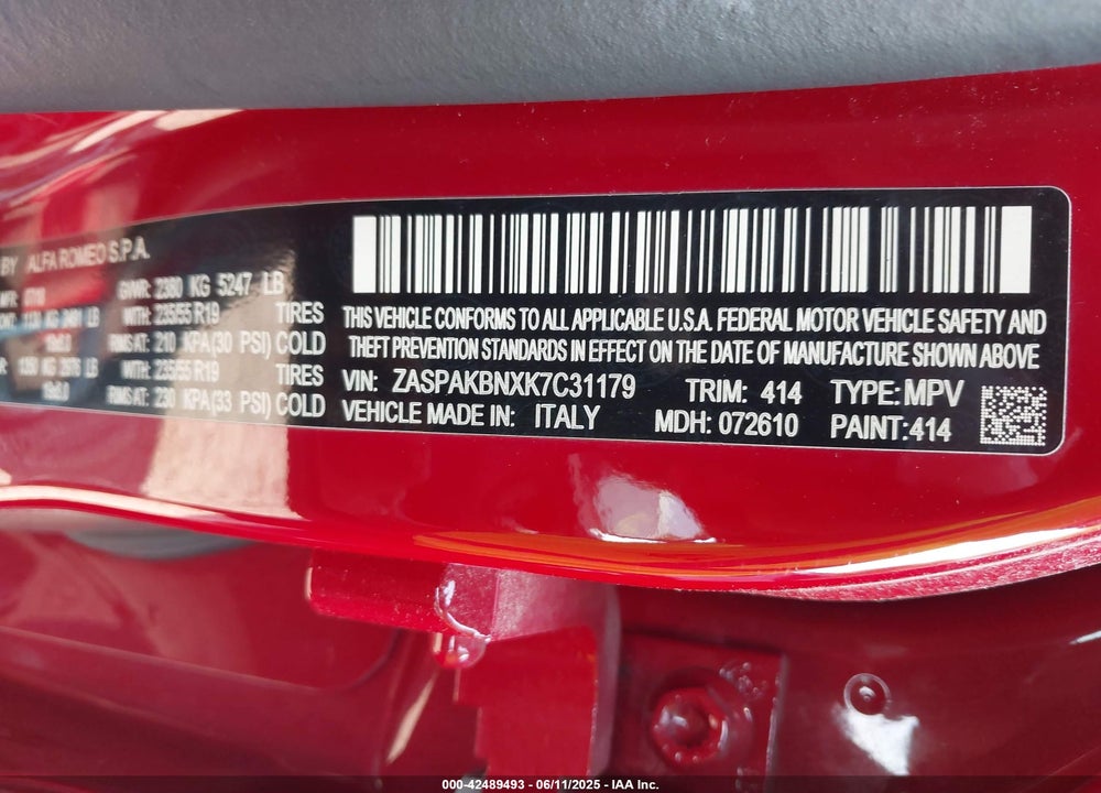 2019 ALFA ROMEO STELVIO TI AWD VIN: ZASPAKBNXK7C31179